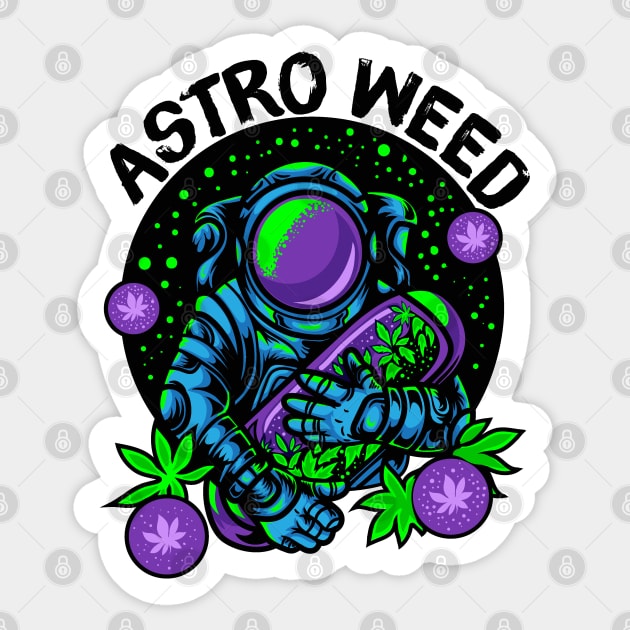 Astronaut Weed Outerspace Sticker by The WYLD Tribe